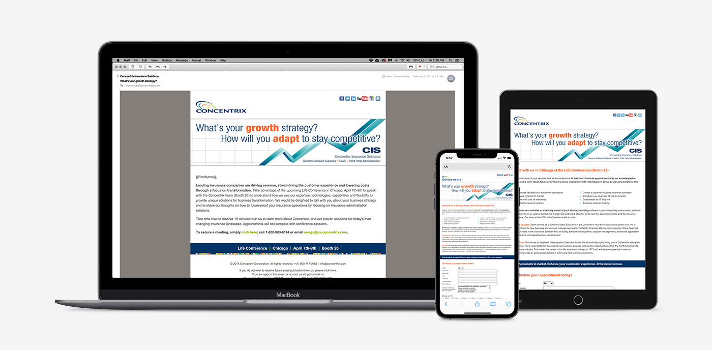 CIS email and landing page